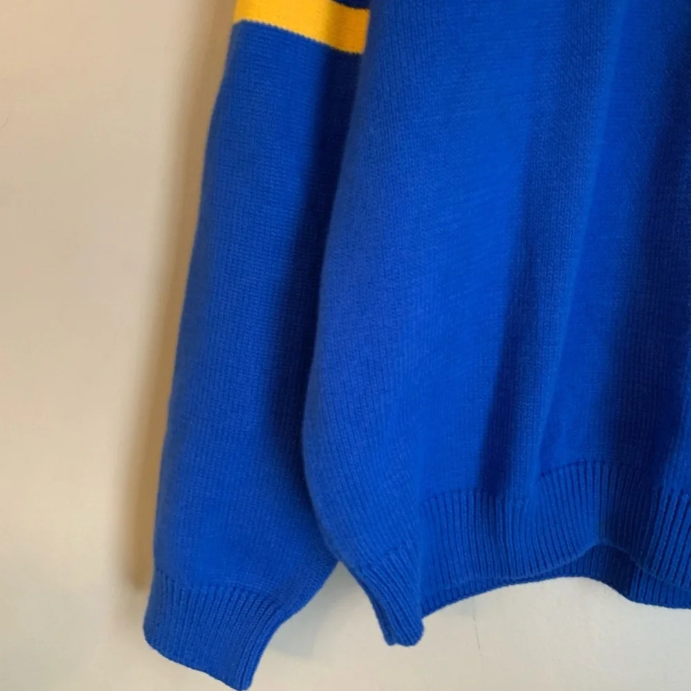 Vtg Eddie Bauer Sweater Men Blue Yellow Polo Preppy Coastal Country Club 90’s - Picture 5 of 8